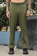 ONE SKY MEN MILITARY OLIVE SOLID JOGGERS