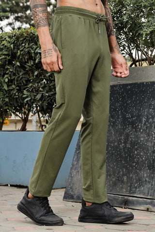 ONE SKY MEN MILITARY OLIVE SOLID JOGGERS