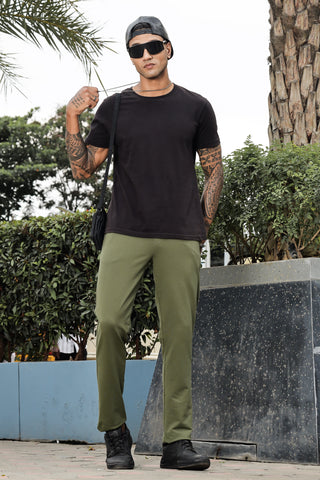 ONE SKY MEN MILITARY OLIVE SOLID JOGGERS