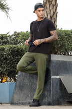 ONE SKY MEN MILITARY OLIVE SOLID JOGGERS