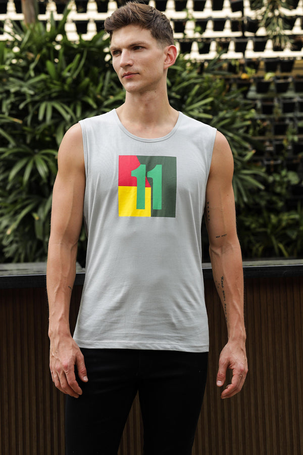ONE SKY MEN MIRAGE GRAY PRINTED MENS TANK
