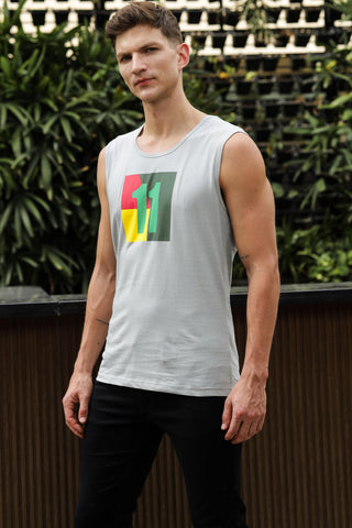 ONE SKY MEN MIRAGE GRAY PRINTED MENS TANK