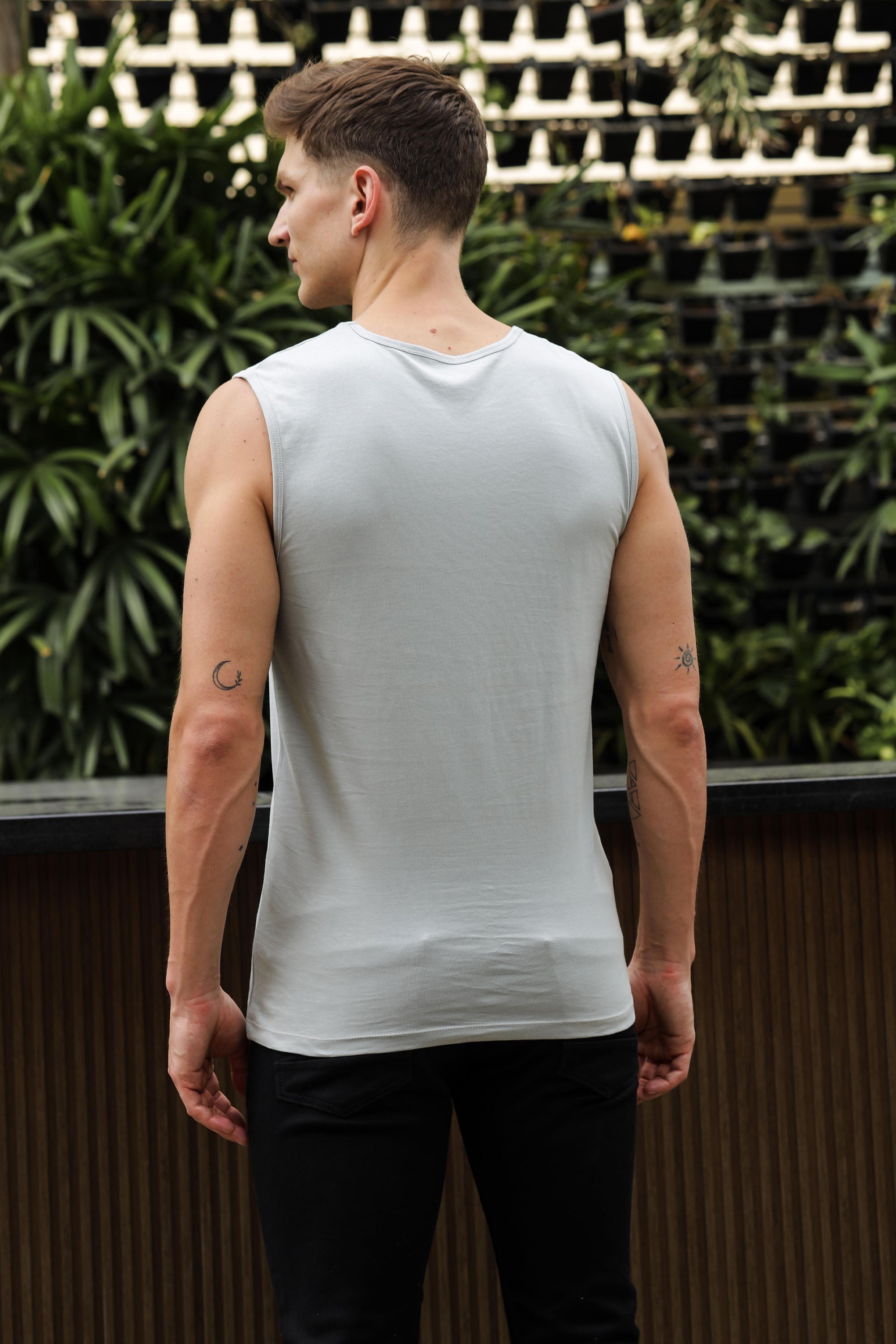 ONE SKY MEN MIRAGE GRAY PRINTED MENS TANK