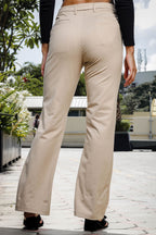 ONE SKY WOMEN BEIGE SOLID TROUSER