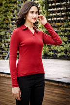 Womens Full Sleeve Polo Neck Winery Top