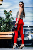 ONE SKY WOMEN RED SOLID LEGGINGS