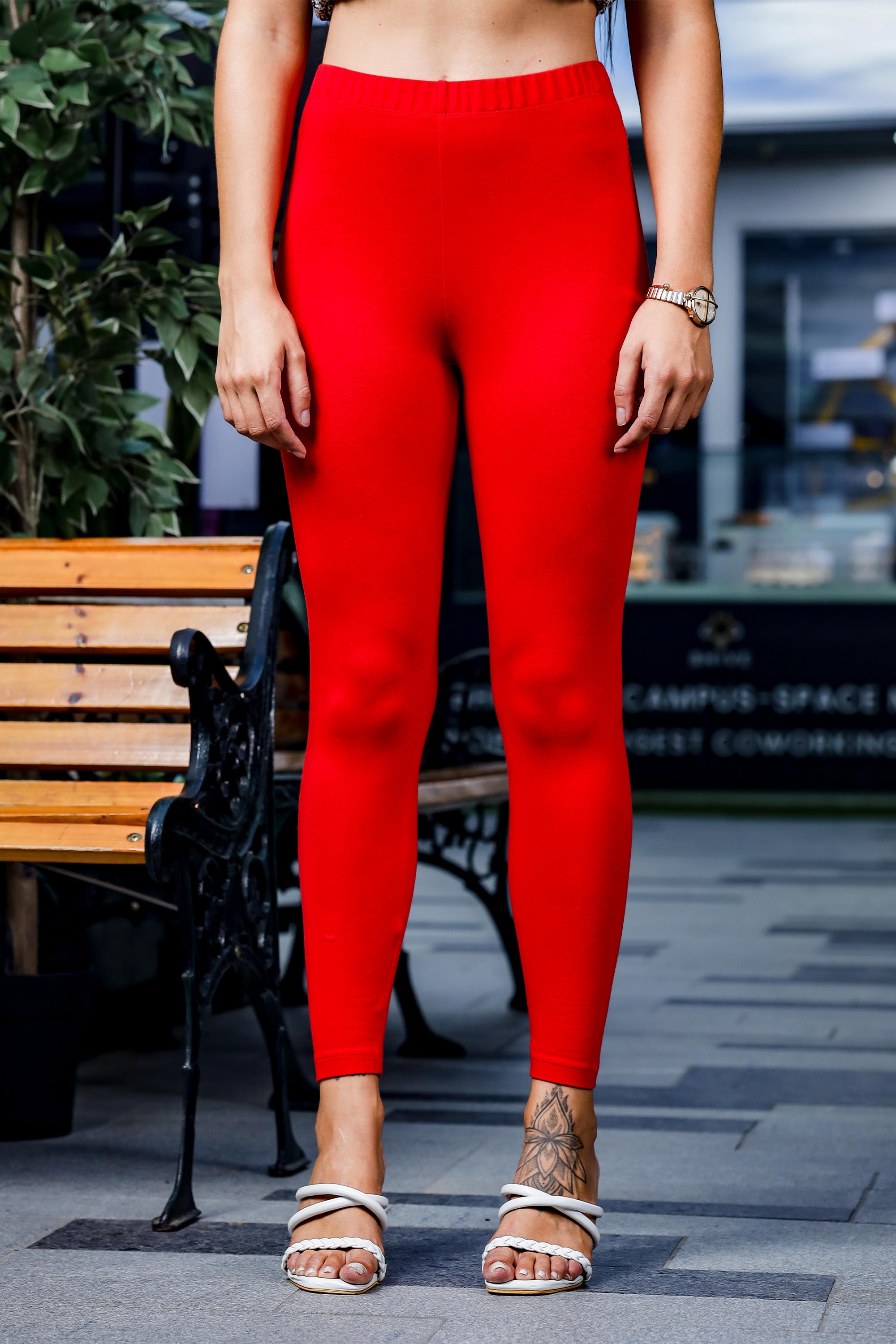 ONE SKY WOMEN RED SOLID LEGGINGS