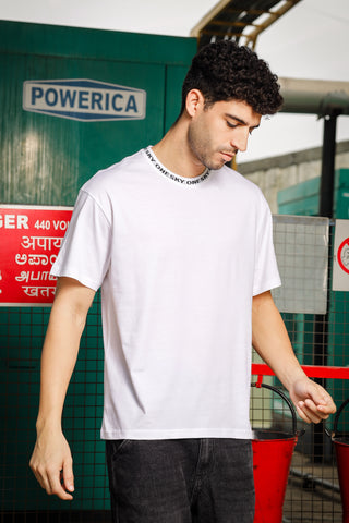 Mens Round Neck Oversized  T-Shirt - Comfortable White Graphic Print Men's Wear Tee, Stylish Regular Fit Cotton Tshirt for Casual, Outing, Hiking