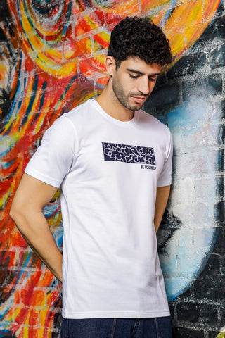 Mens Round Neck T-Shirt - Comfortable White Graphic Print Men's Wear Tee Stylish Regular Fit Cotton Tshirt for Casual, Outing