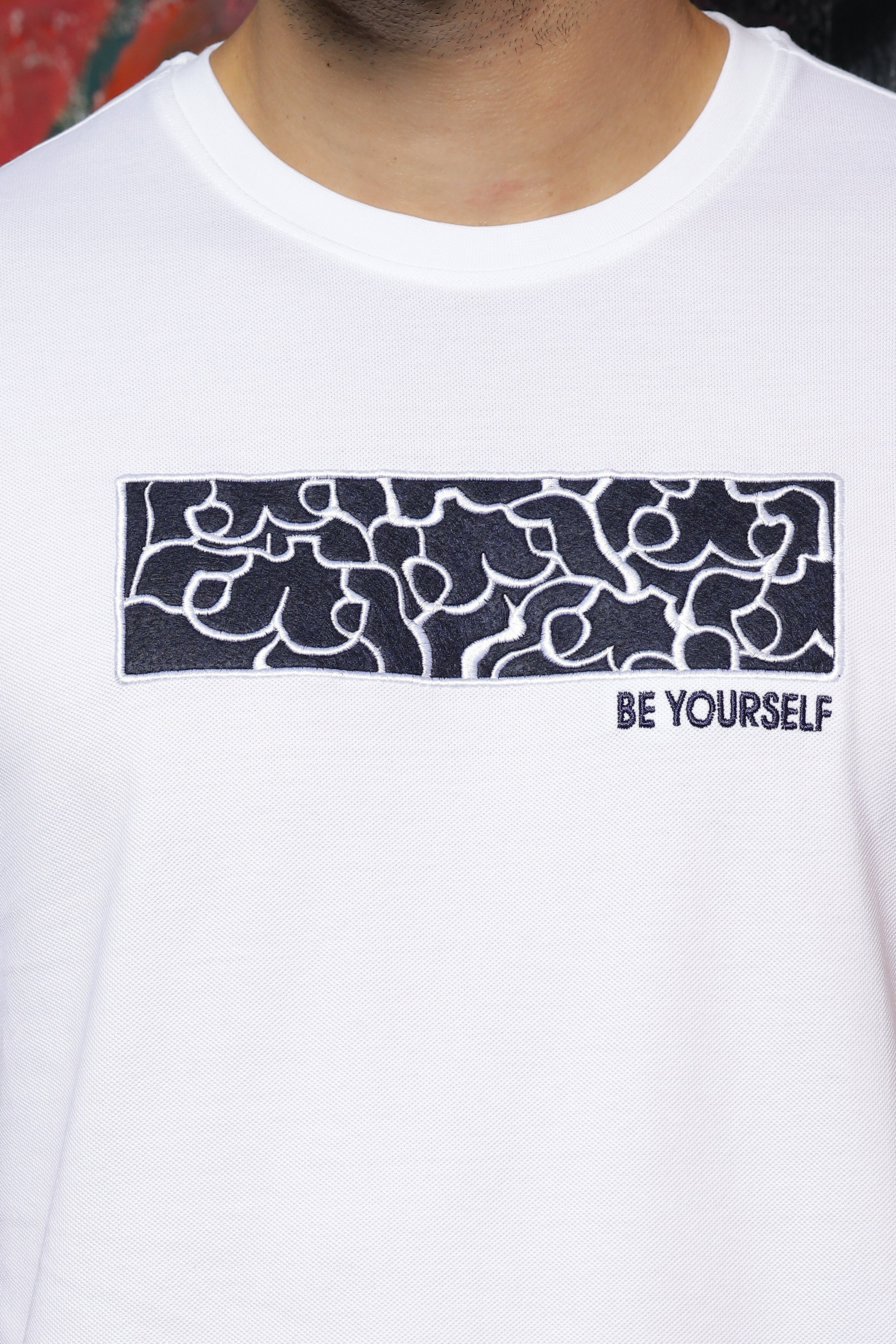 Mens White Round Neck T-Shirt