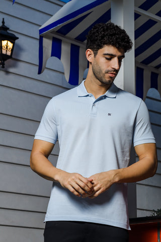 Men's Polo T-Shirt, 100% Cotton, Classic Fit, Half Sleeves Blue Tshirt