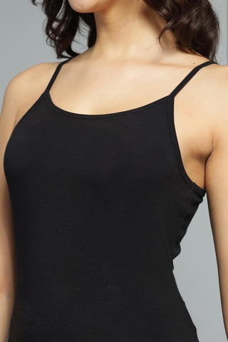 WOMENS BLACK REGULAR FIT CAMISOLE