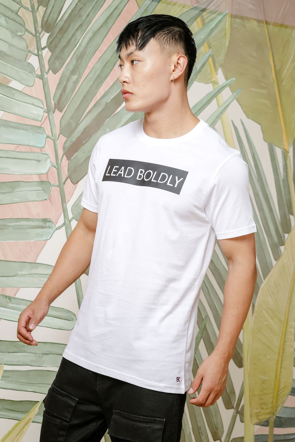 Mens Graphic Print Round Neck White Tshirt
