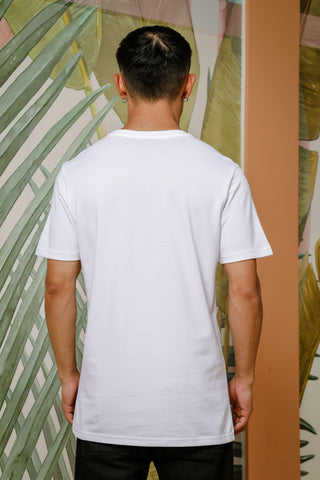 Mens Graphic Print Round Neck White Tshirt