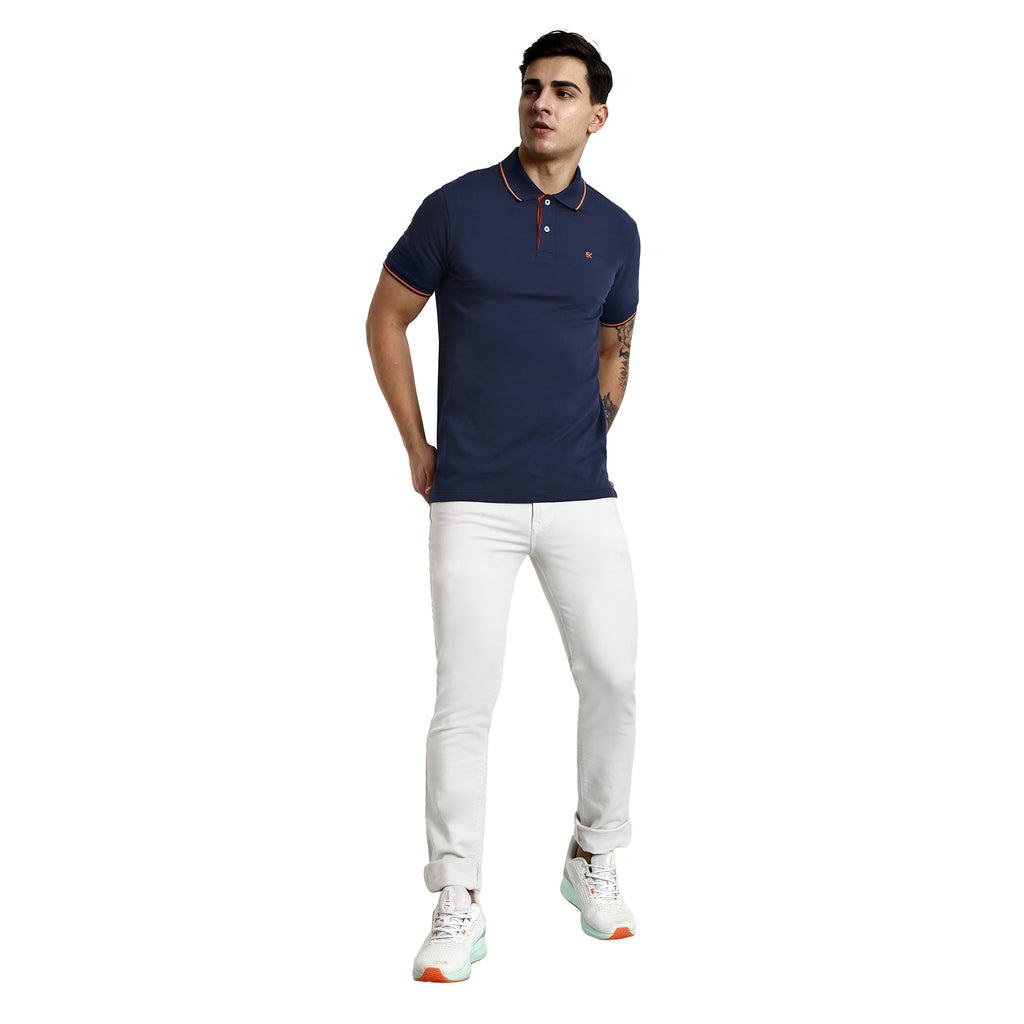 Men Navy Round Neck T-Shirt