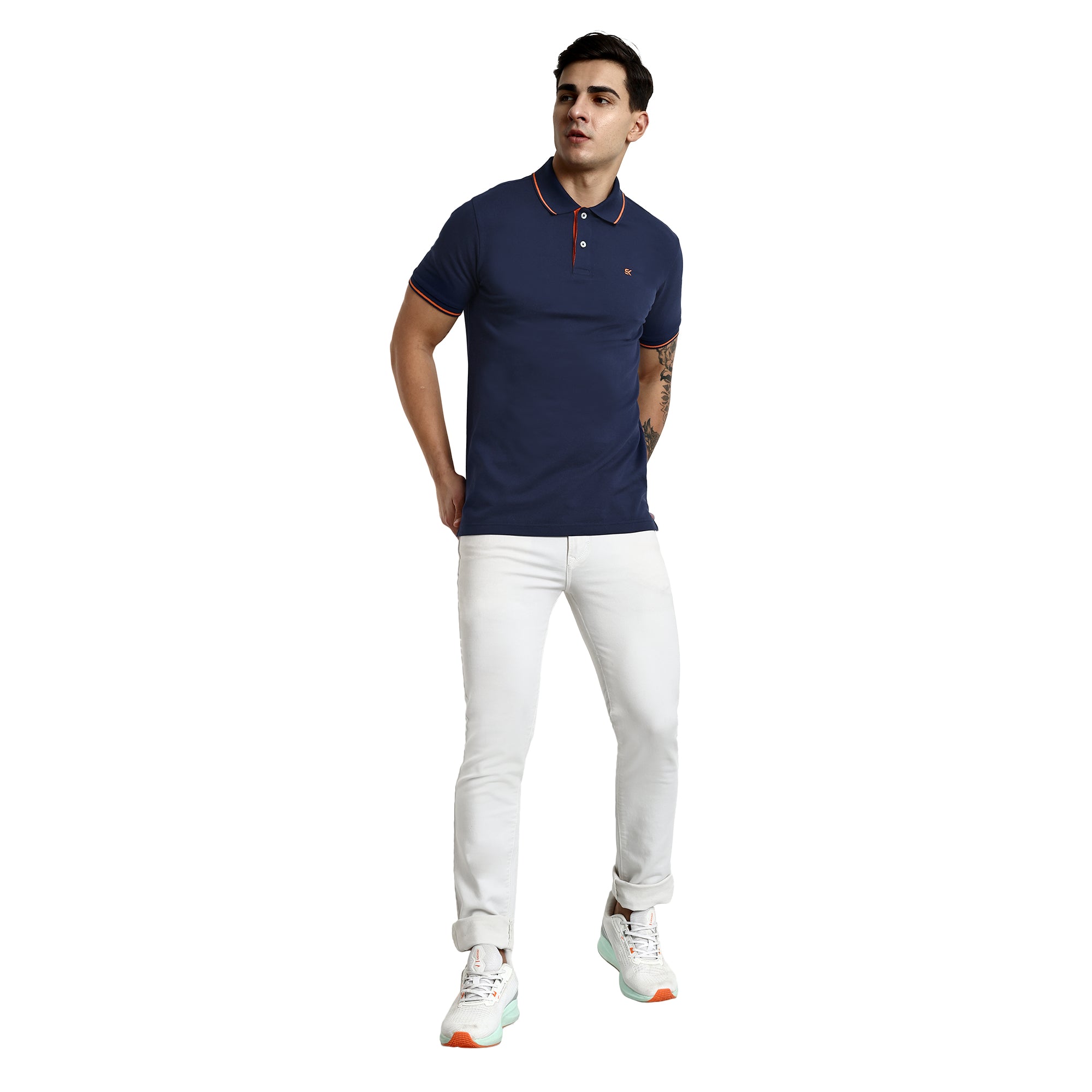 Men Navy Round Neck T-Shirt