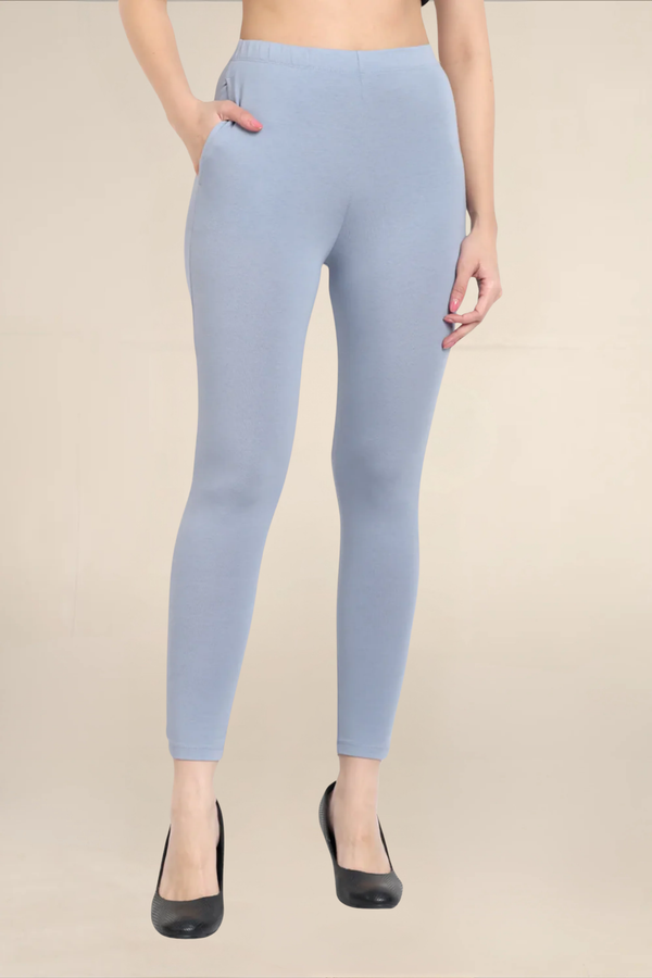 Women Shark Grey Ankle Pocket Length Legging