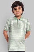 Boys Classic Cotton Polo T-Shirt with Stripes Green