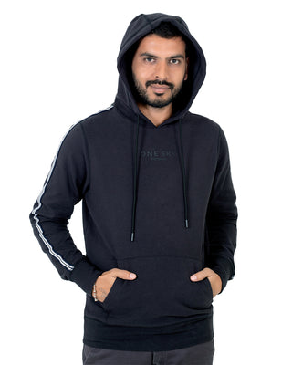 Men Black Cotton Hoodies