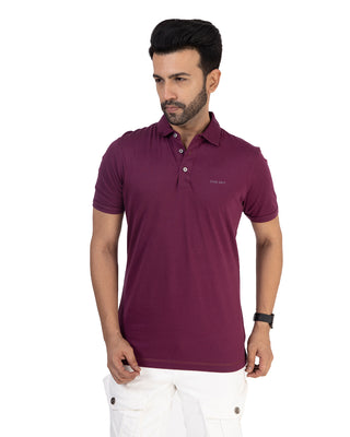 Men Purple Polo T-Shirt