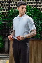 ONE SKY Men's 100% Cotton Polo Self-Design T-Shirt