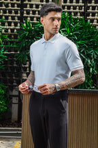 ONE SKY Men's 100% Cotton Polo Self-Design T-Shirt
