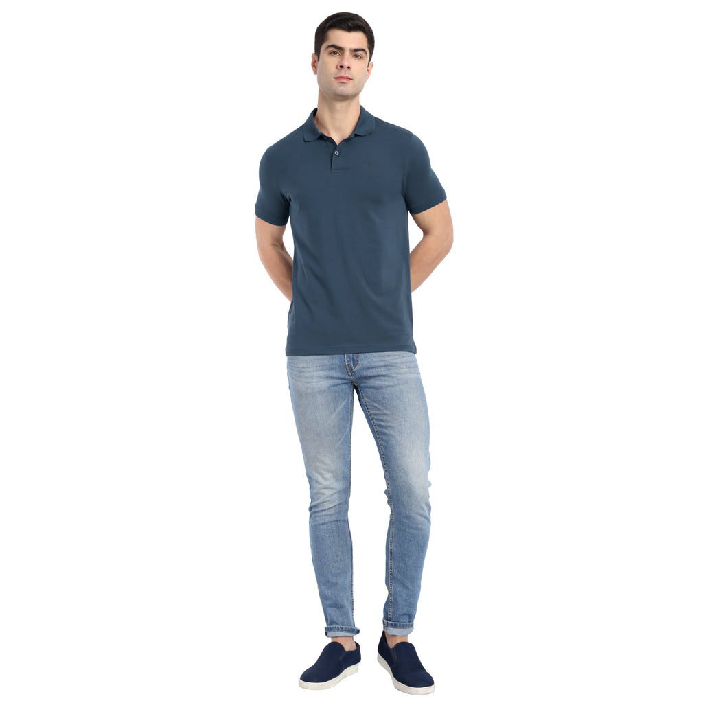 Men Dark Teal Polo T-Shirt
