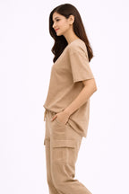 BROWN WOMEN H/S CO-ORD SET