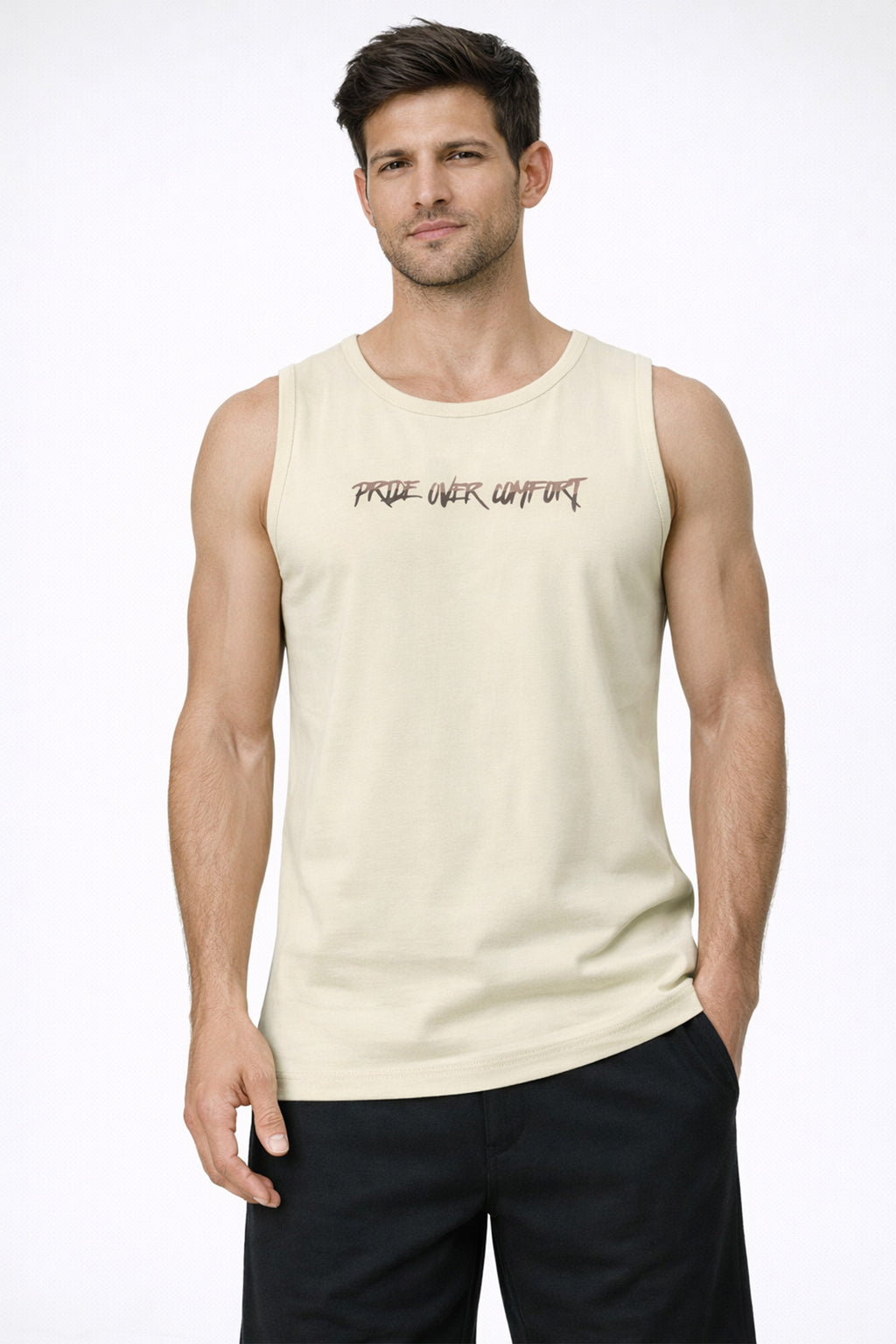 ECRU COLOR MEN TANK TOP