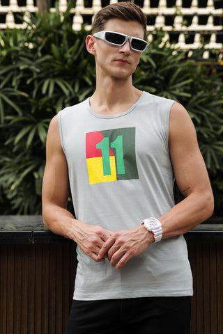 ONE SKY MEN MIRAGE GRAY PRINTED MENS TANK