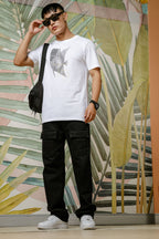 Mens Graphic Print Round Neck White Tshirt