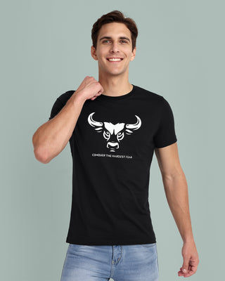 Men Black Round Neck T-Shirt