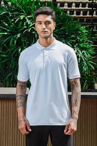 ONE SKY Men's 100% Cotton Polo Self-Design T-Shirt