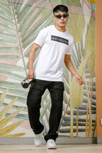 Mens Graphic Print Round Neck White Tshirt