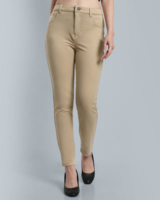 Women Beige Regular Fit Casual Pant