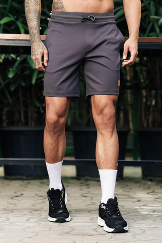 ONE SKY Men’s Solid Cotton Blend Shorts | Mid Rise Casual Shorts with Drawstring | Stretch Fabric | 2 Pockets | Machine Wash