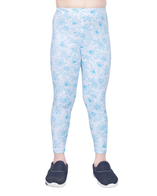 GIRLS SCUBA BLUE FLORAL PRINT LEGGING