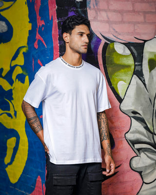 Men's Round Neck Oversized White T-shirt