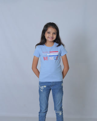 Girls Fresh Sky Round Neck T-Shirt