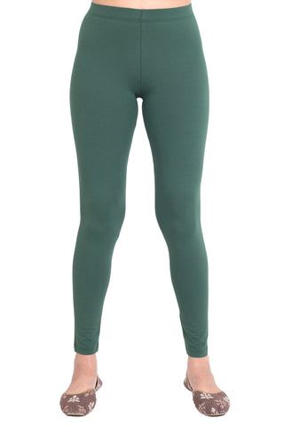 ONE SKY WOMEN MOSS GREEN SOLID LEGGINGS