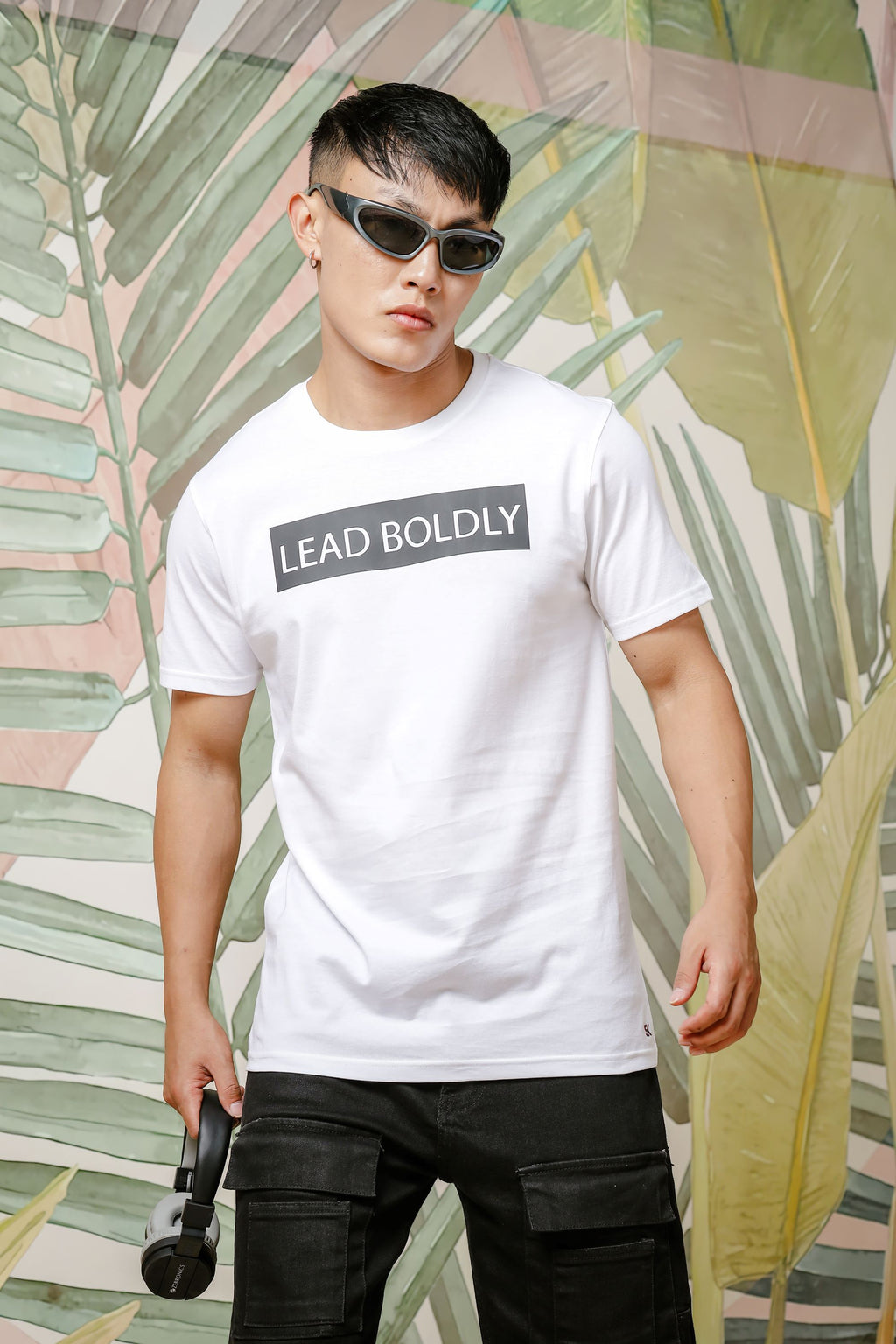 Mens Graphic Print Round Neck White Tshirt