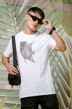 Mens Graphic Print Round Neck White Tshirt