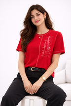 RED WOMEN HALF SLEEVE TSHIRT