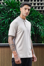 ONE SKY Men's 100% Cotton Polo Self-Design T-Shirt