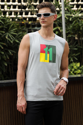 ONE SKY MEN MIRAGE GRAY PRINTED MENS TANK