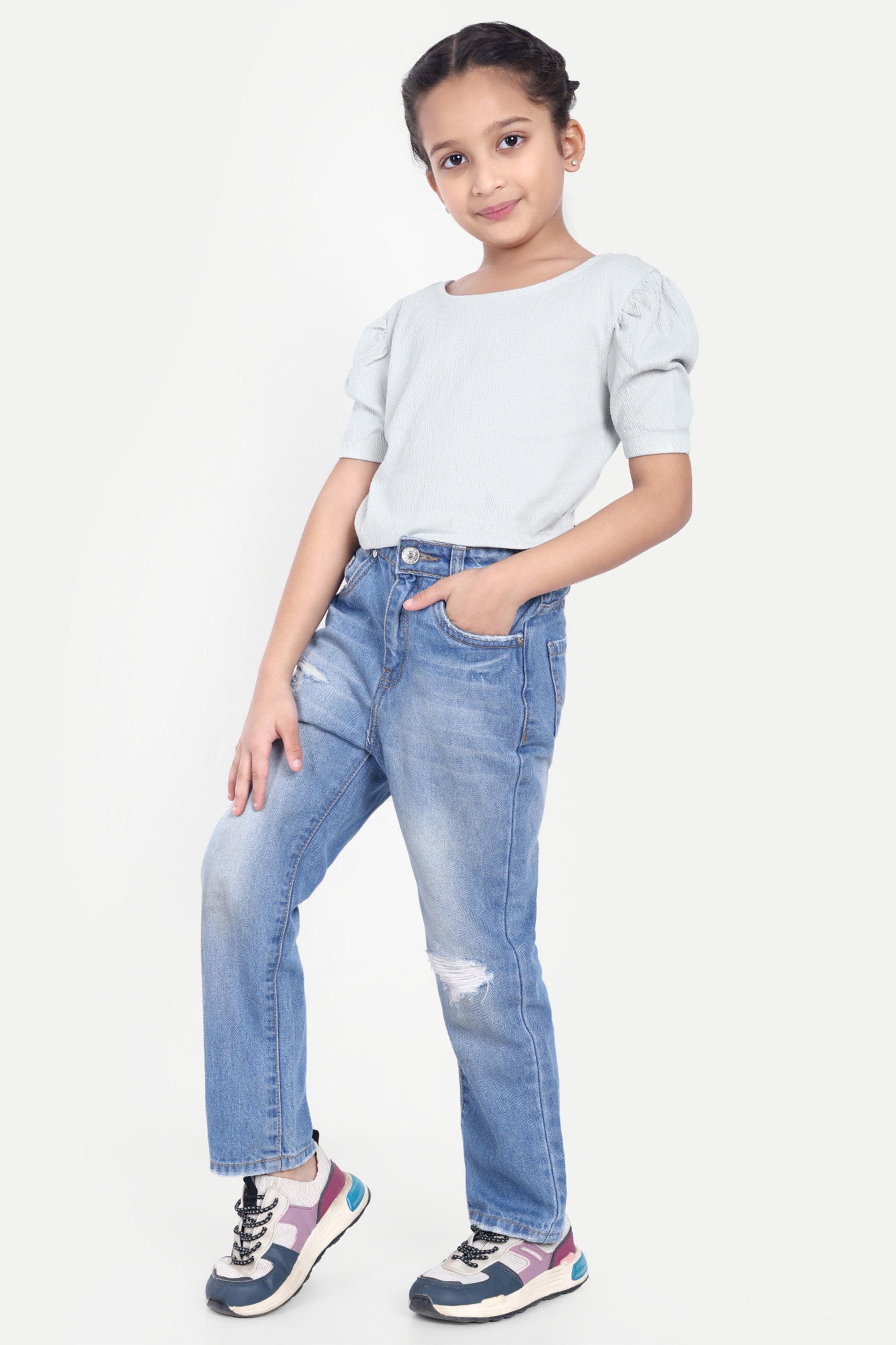 Girls' Cotton Blend Solid Top – Stylish Daily Wear