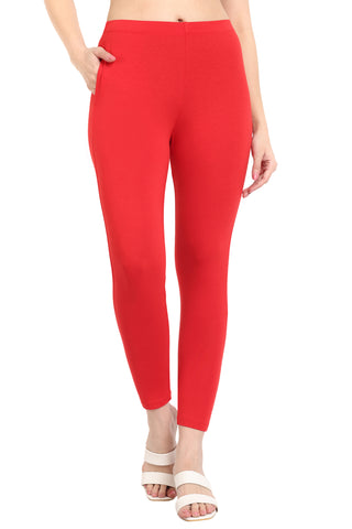 ONE SKY WOMEN RED 2 SOLID LEGGINGS