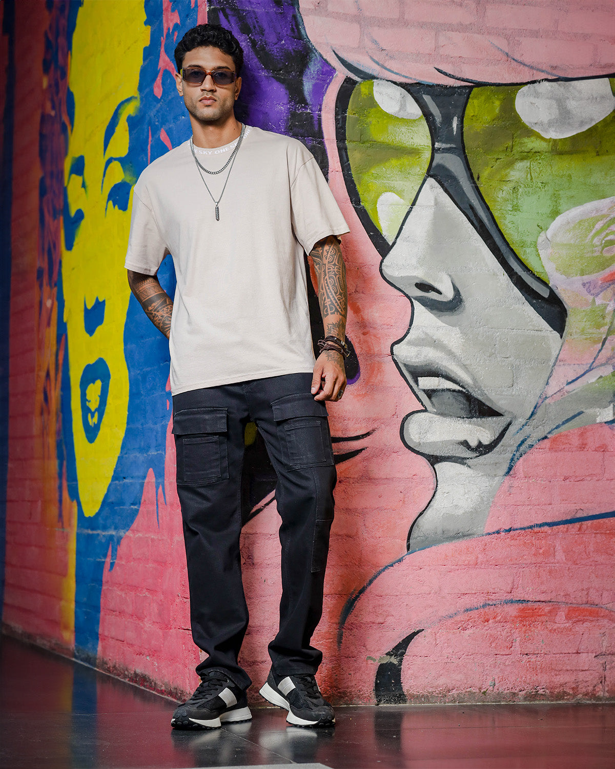 Men's Round Neck Grey Oversized T-shirt