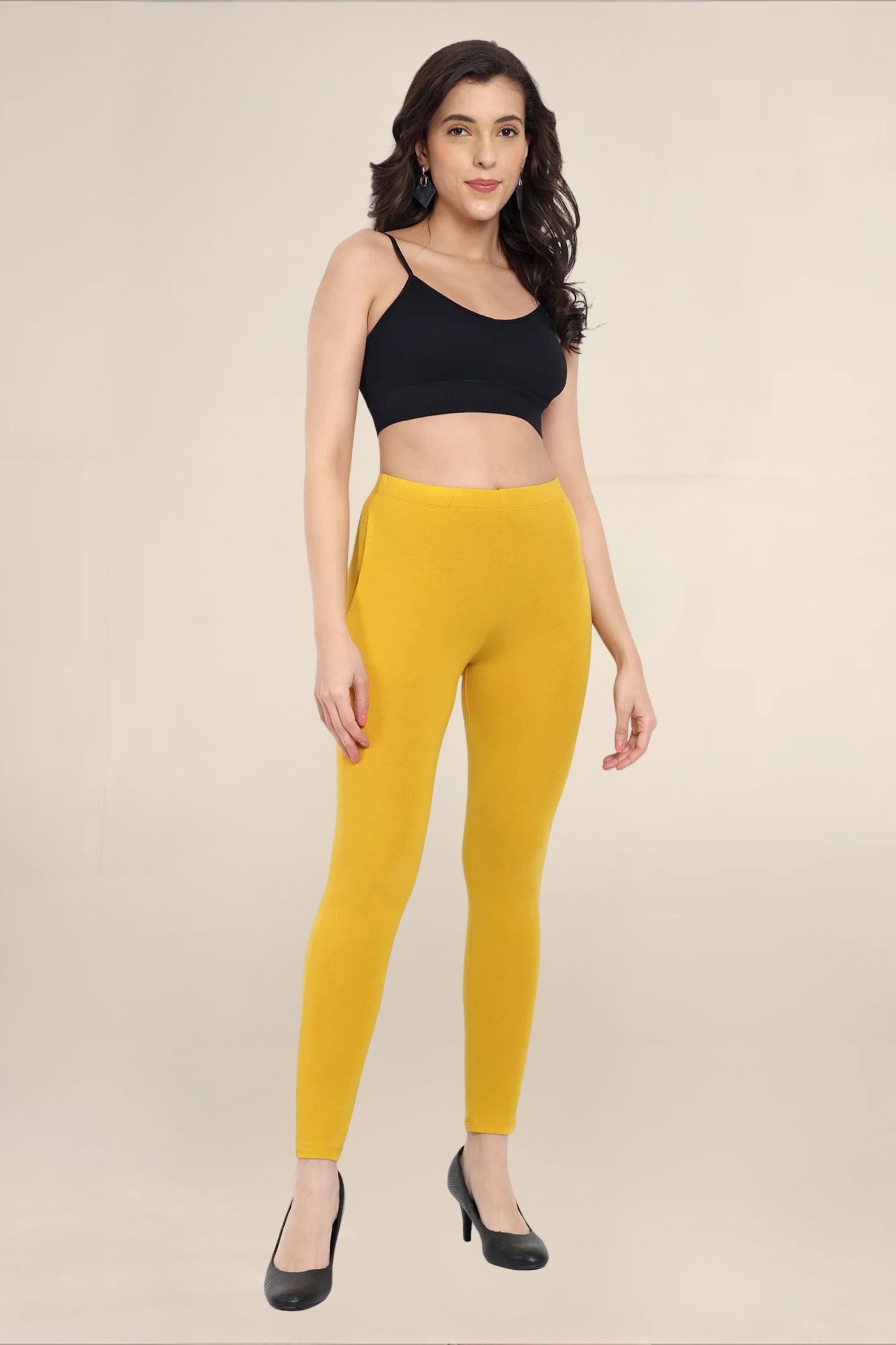 Women Mustard Regular Legging