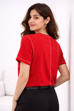 RED WOMEN HALF SLEEVE TSHIRT